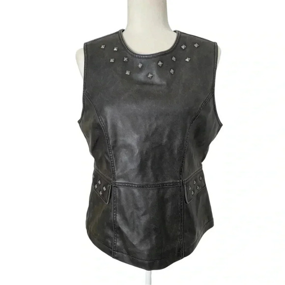 Dollhouse Outfitters Womens Vegan Faux Leather Black Vest Size Large NWT Biker. - Picture 1 of 9
